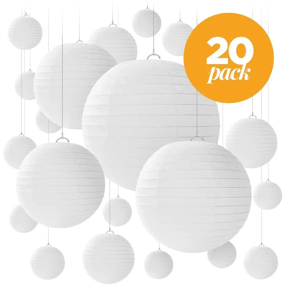 20pcs paper lantern 20 шт. светодиодный светильник s/Китайский Японский "-12" фонарики из белой бумаги для свадебной вечеринки хэллоуин подвесной Diy светодиодный светильник Декор - Цвет: 20pcs paper lantern