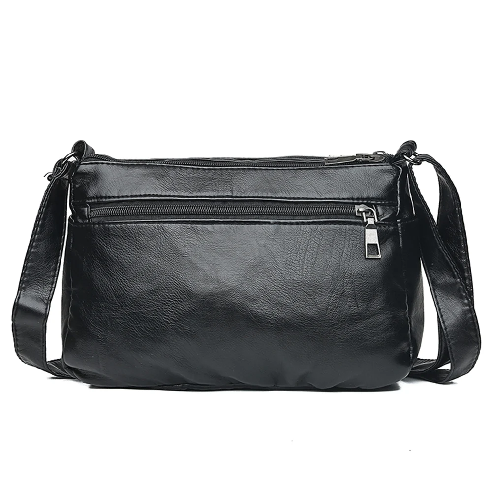 Женская сумка через плечо из мягкой искусственной кожи повседневная черная