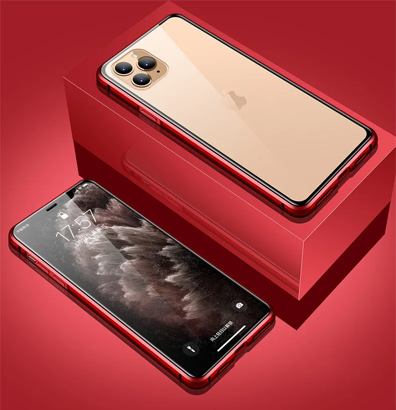 Магнитный чехол для iPhone 11 X Xr Xs Max 6 6s 7 8 Plus, противоударный чехол для iPhone 11 Pro Max, задняя крышка из закаленного стекла