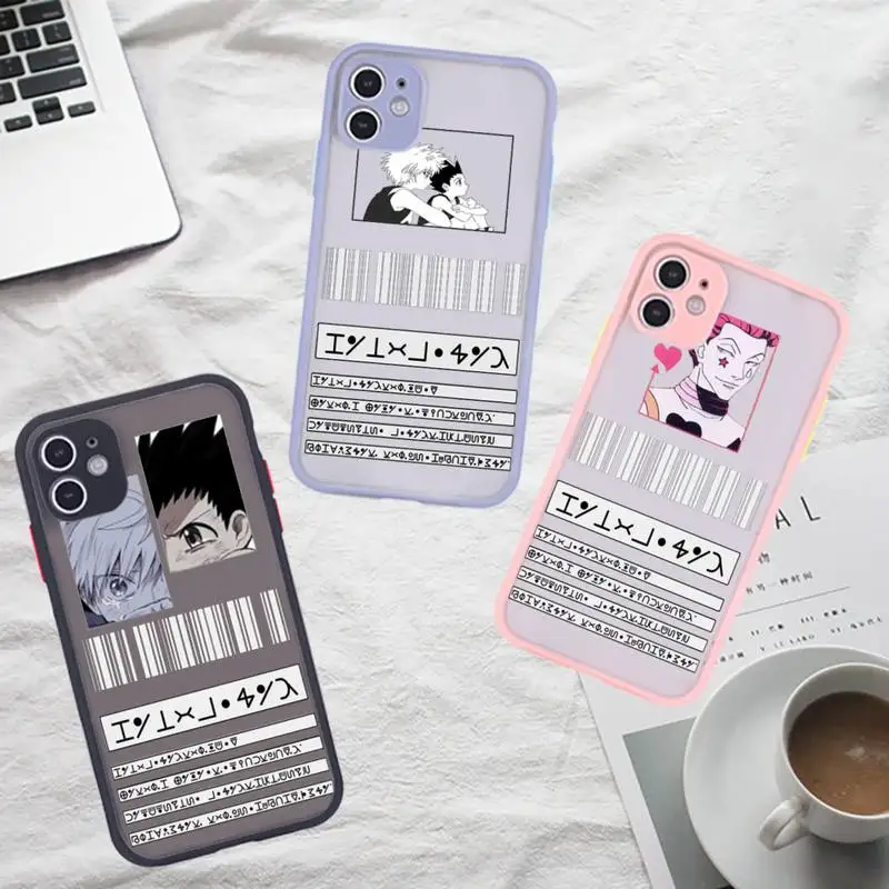 

Hisoka hunter x hunter Phone Case For iPhone 12 11 Mini Pro XR XS Max 7 8 Plus X Matte transparent Gray Back Cover