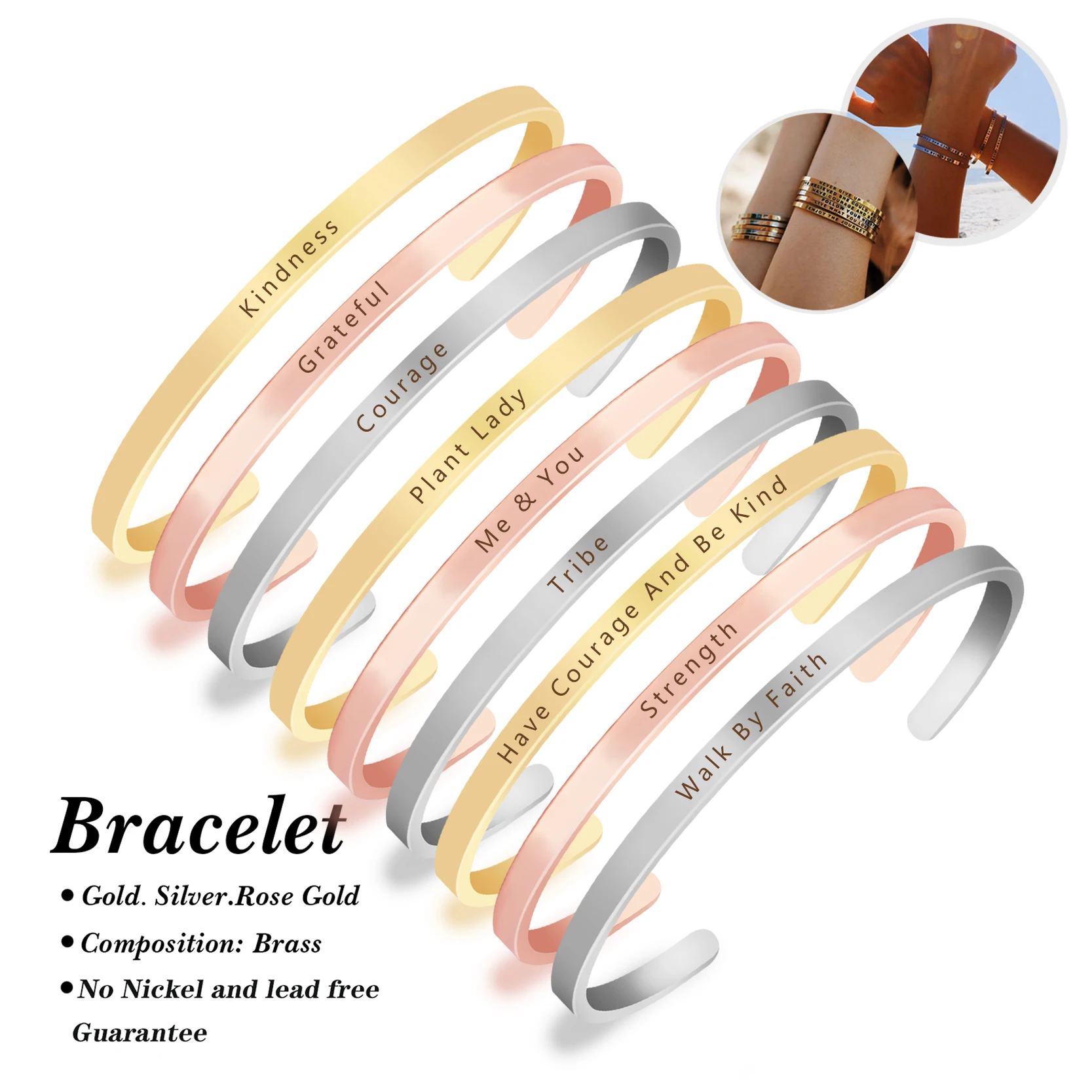 Мужской и женский браслет на запястье вдохновляющий с положительной