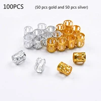 50 200pcslot gold and silver 8x9mm micro hair dread braids lock tube beads adjustable cuffs clips for hair accessories tool