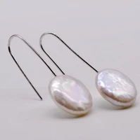 favorite pearl store white coin baroque real pearl earrings large stering silvers hook charming womens gift fine jewelry