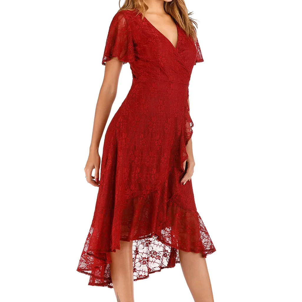 Dress Women Party Casual Sexy Ladies Elegant V-neck Slim Short Sleeve Long 12.10 | Женская одежда