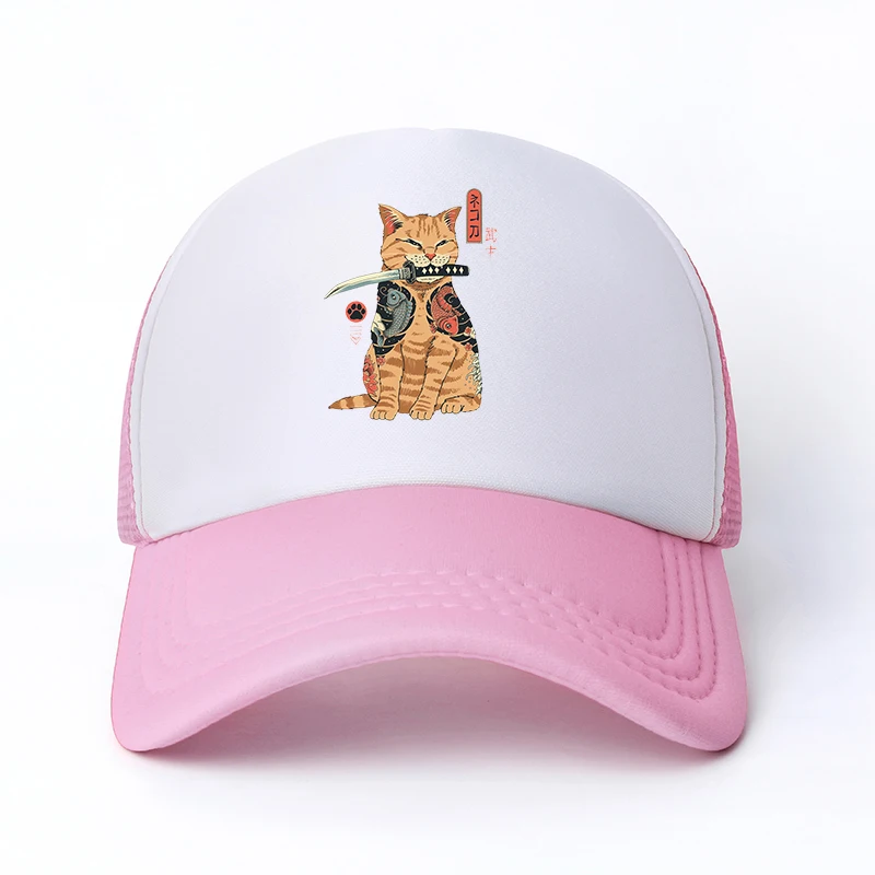 

Japanese Anime Cat Casual Plain Mesh Baseball Cap Adjustable Snapback Gorras Hombre for Women Hip Hop Trucker Cap Casquette