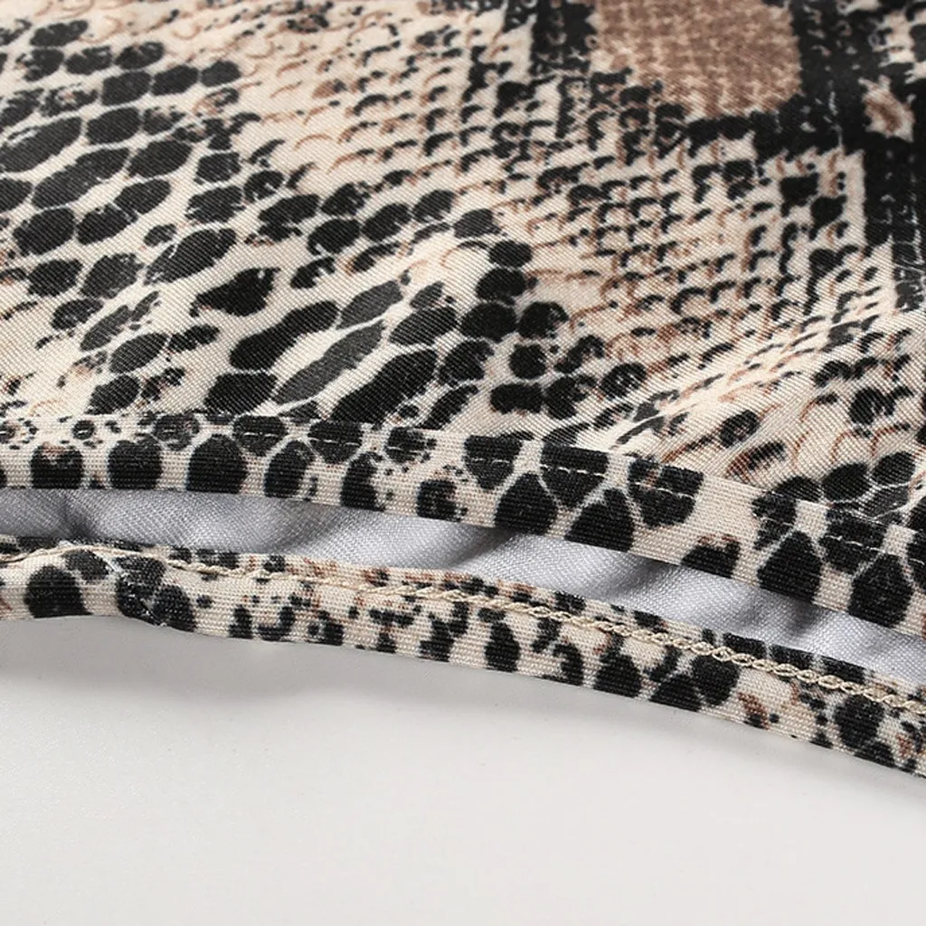 2020 Новый женский комбинезон со змеиным принтом облегающий боди трико топ блузка