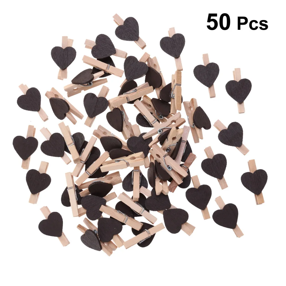 

50pcs Love Wood Clips Beautiful Small Fixation Clips for Photo Painting )
