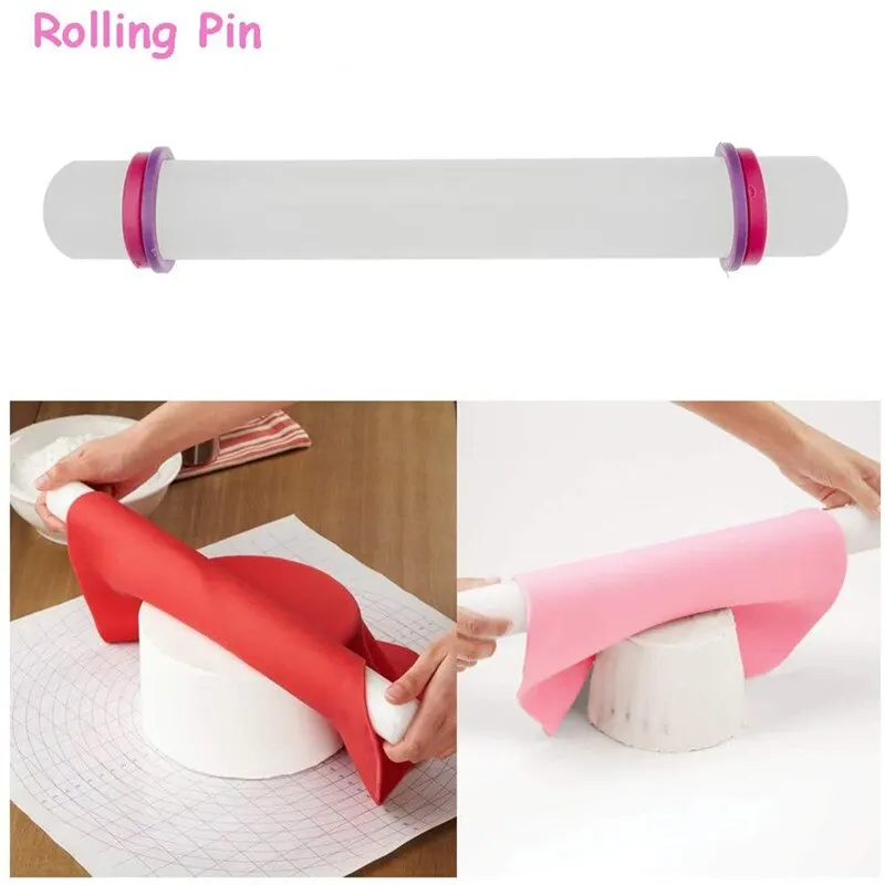 

1PC Non-stick Fondant Silicone Roller Rolling Pin Cooking Baking Pastry Dough Roller Pastry Boards Tool Kitchen Tools