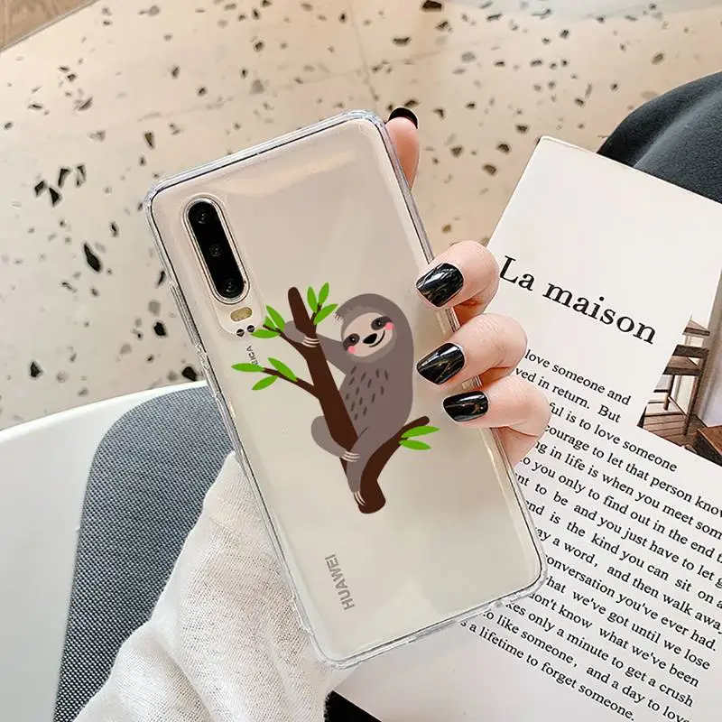 

yoga sloth Phone Case Transparent for Samsung A71 S9 10 20 HUAWEI p30 40 honor 10i 8x xiaomi note 8 Pro 10t 11