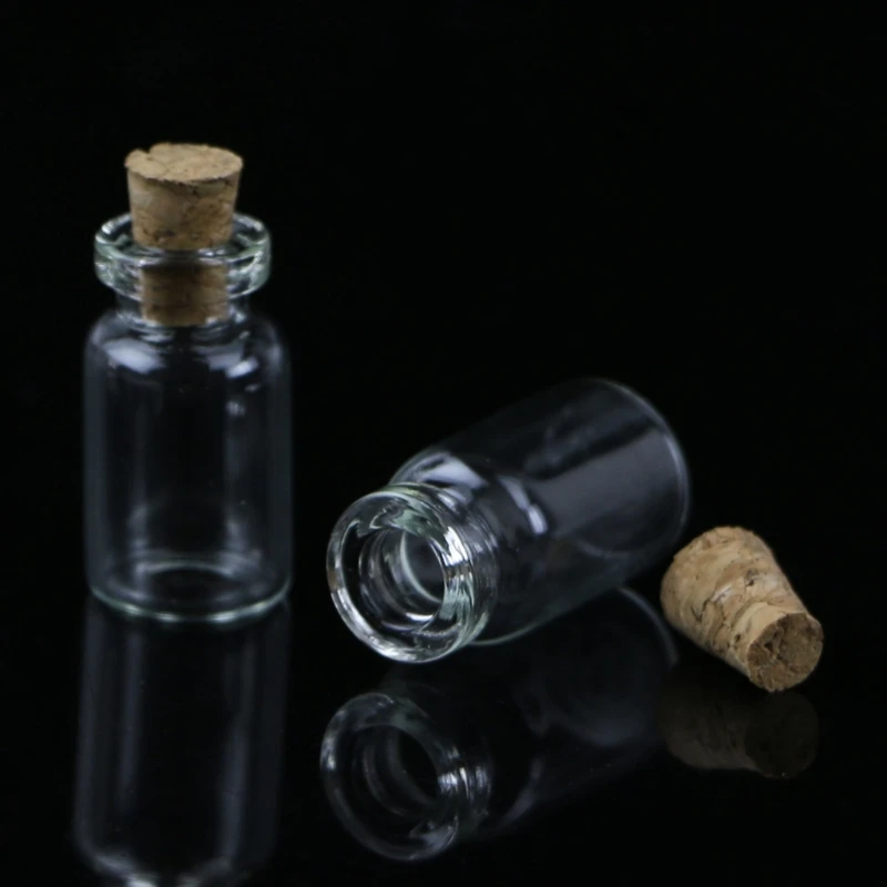 10Pcs Mini Glass Bottles Small Vials Cork Jars Multi Usage Wish New |