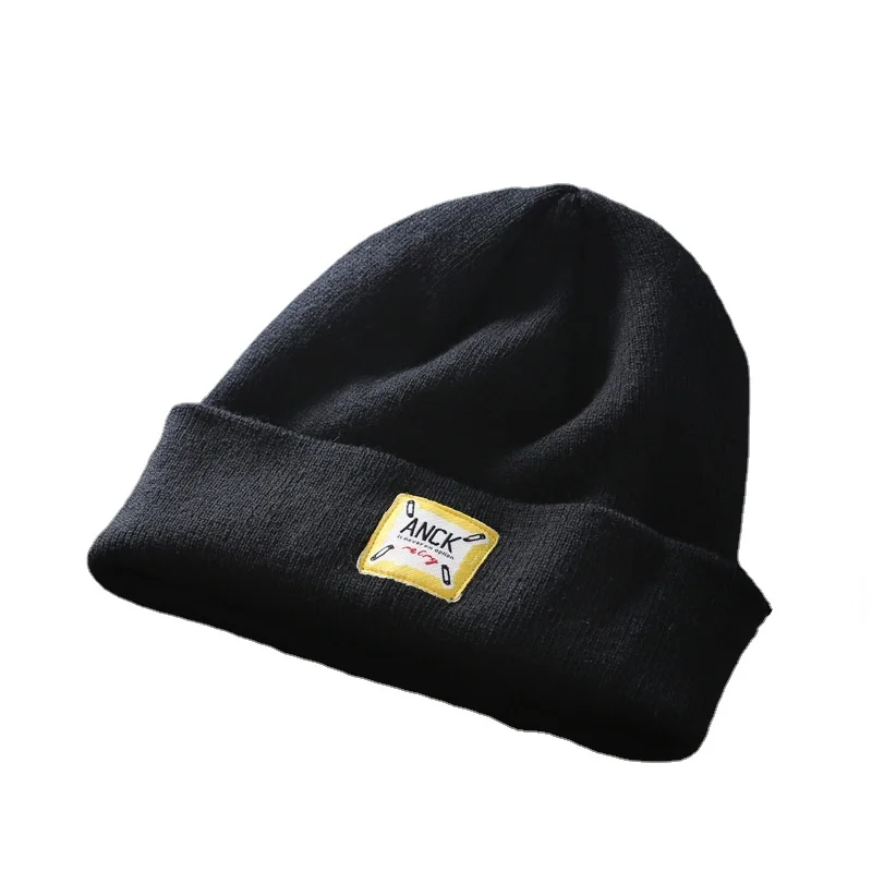 

Winter Letter Label Curl Knitted Hats For Women Men Candy Color Autumn Beanie Hat Couple Kpop Outdoor Sports Warm Skull Bonnet