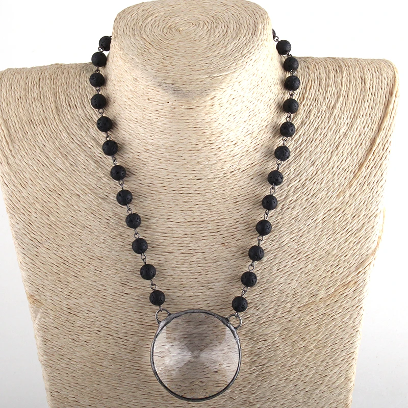 Женское Ожерелье из натурального камня с большим кристаллом|Ожерелья подвеской|