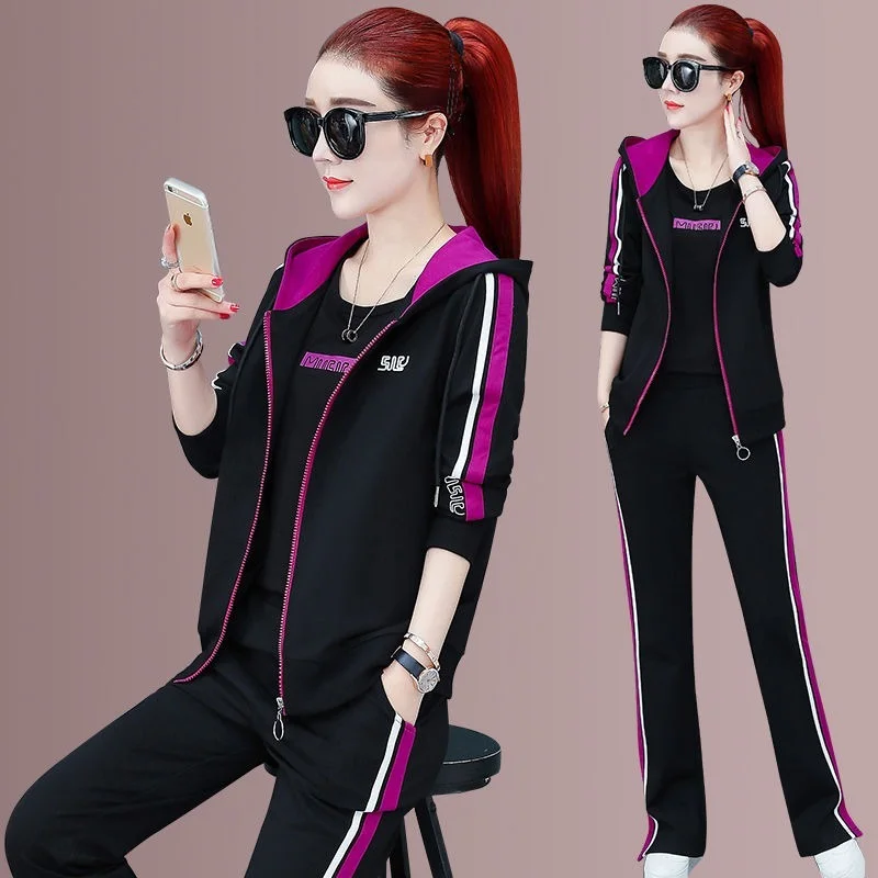 

Spring Autumn Tracksuit Women Coat+pants+hoodie 3 Piece Set Sport Suit Woman Tracksuits Sportswear Chandal Mujer X522