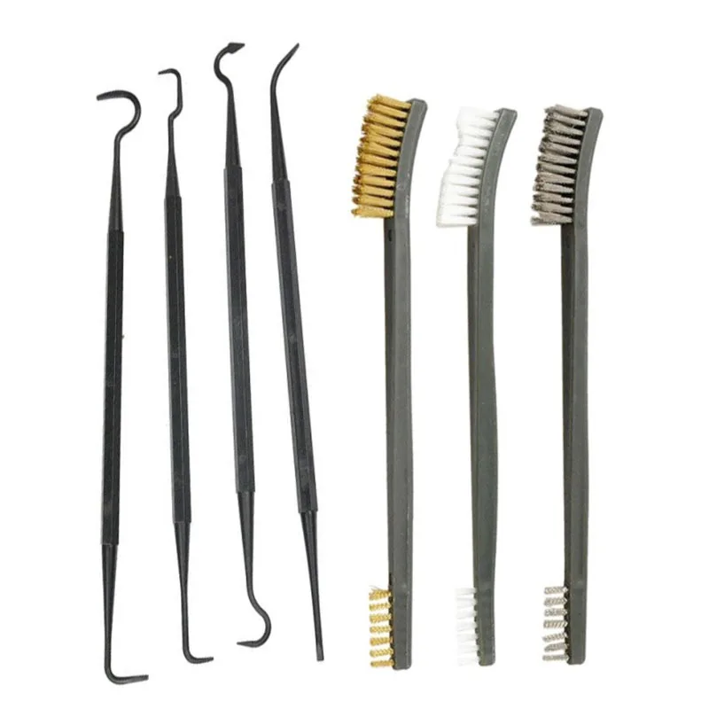 

15 Sets(7 Pcs/set) Universal Double Ended Nylon Pick Steel Wire Cleaning Brush Kit Clean Tool Accessories Wholesale X2