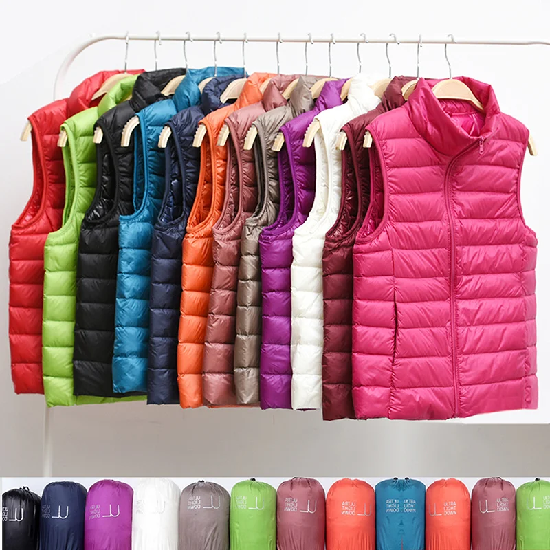 

New Women Sleeveless Women's Ultra Light Down Vests Slim Jacket Girl Gilet Plus Lightweight Windproof Warm Waistcoat Portable