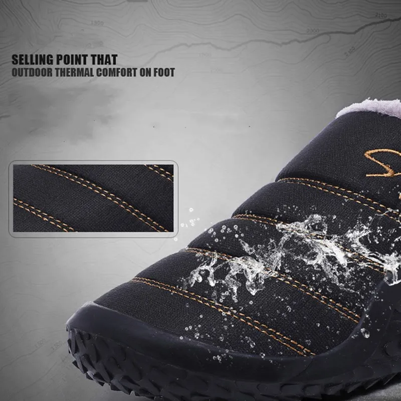 Тапки мужские зимние на плоской подошве хлопковые Нескользящие плюшевые