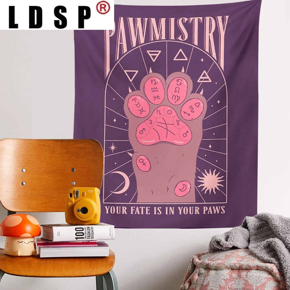 

LDSP Cartoon Cat Paws Dorm Tapestry Wall Hanging Covering Rugs Background Cloth Beach Mat Blanket Art Bedroom Living Home Decor
