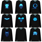 Новые модные детские футболки для детей, светящиеся футболки, детская хлопковая повседневная одежда, рубашки для мальчиков и девочек, топы с длинным рукавом, футболки