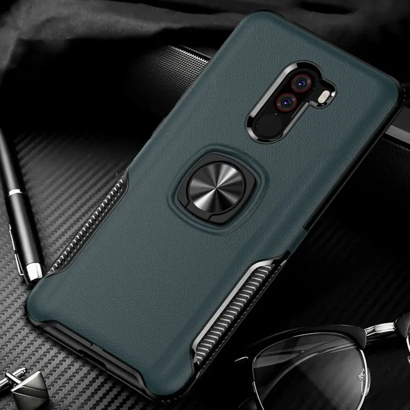 Противоударный защитный чехол для Xiaomi POCOPHONE F1, металлическое кольцо на палец, подставка, магнитный кронштейн, задняя крышка, Xiaomi POCOPHONE F1, чехол s - Цвет: Qin