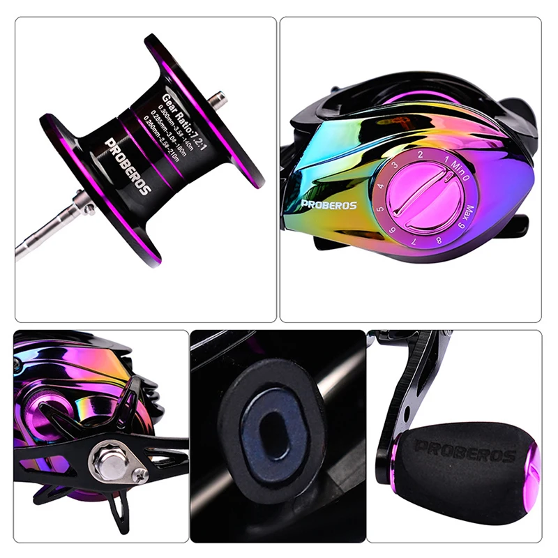 

Colorful Water Drop Wheel Fishing Wheel Fishing Rod Wheel 9+1BB Lightweight 213G Electroplating Fishing Reel Left/Right Hand