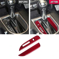 red real carbon fiber gear shift panel trim cover stick on for mustang 2015 2020