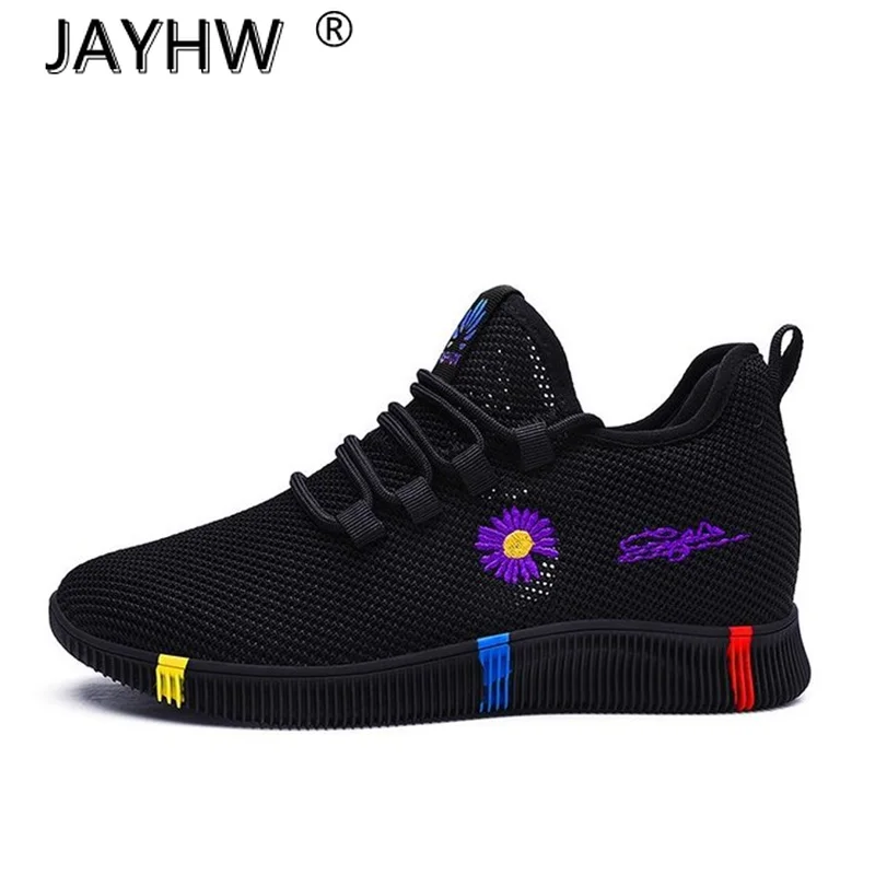 

2021 New Fashion Mesh Breathable Lightweight Comfortable Sneakers Spring Flowers Women's Low-heeled Lace-up Vulcanized Shoes