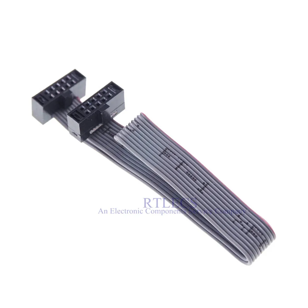 5Pcs 10 Pin 1.27 MM Pitch IDC Sockets Extension Flat Ribbon Cable ISP JTAG Download 15 CM Length Same Directions Adapter