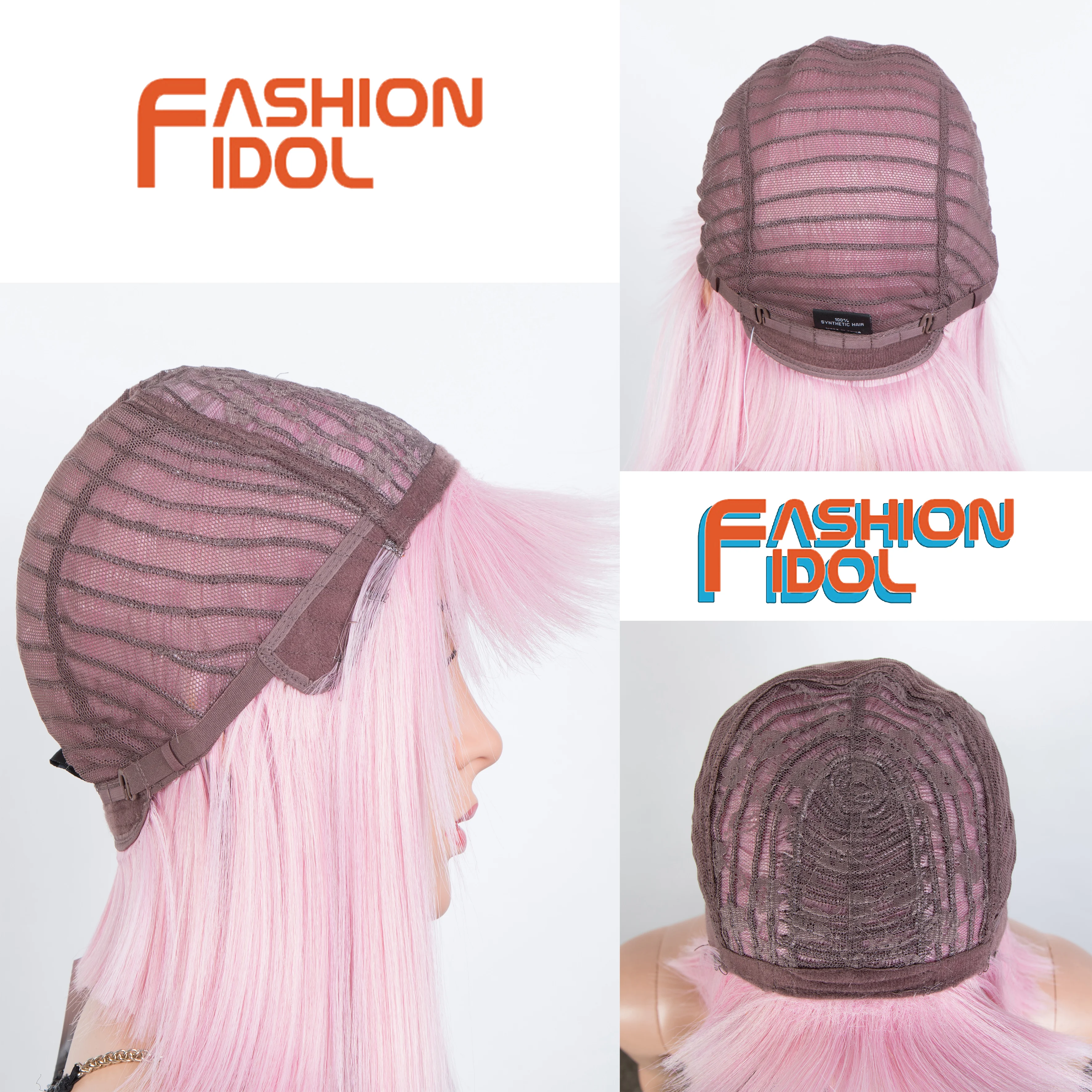 

Ombre Pink Bob Wigs Cosplay With Bangs Lolita Style Short Straight Hair 12 Inch Synthetic Green Wig For White Women FASHION IDOL