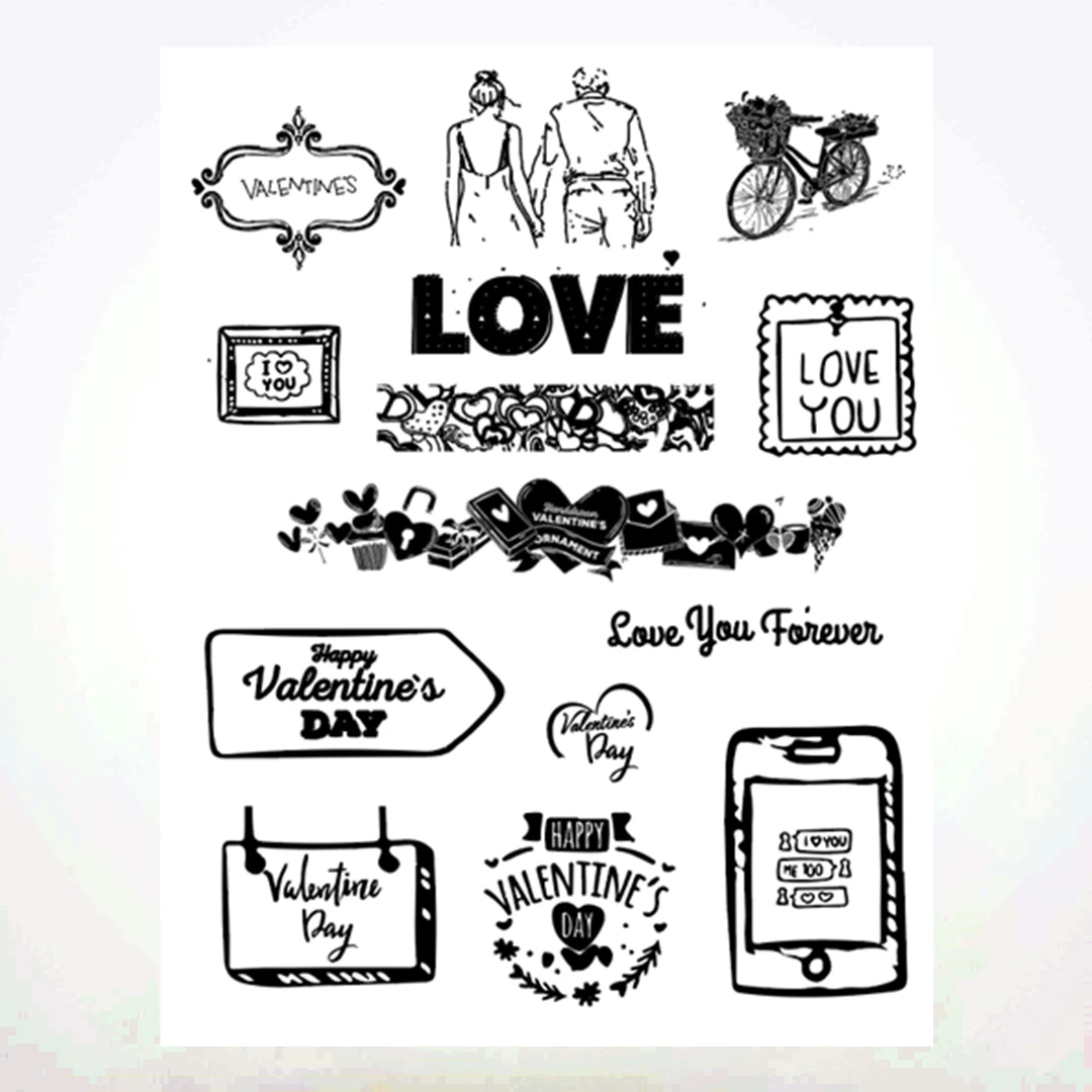 14x18CM Happy Valentine's Day Transparent Seal Clear Stamps Silicone Roller DIY Scrapbook Album / Card Production | Дом и сад