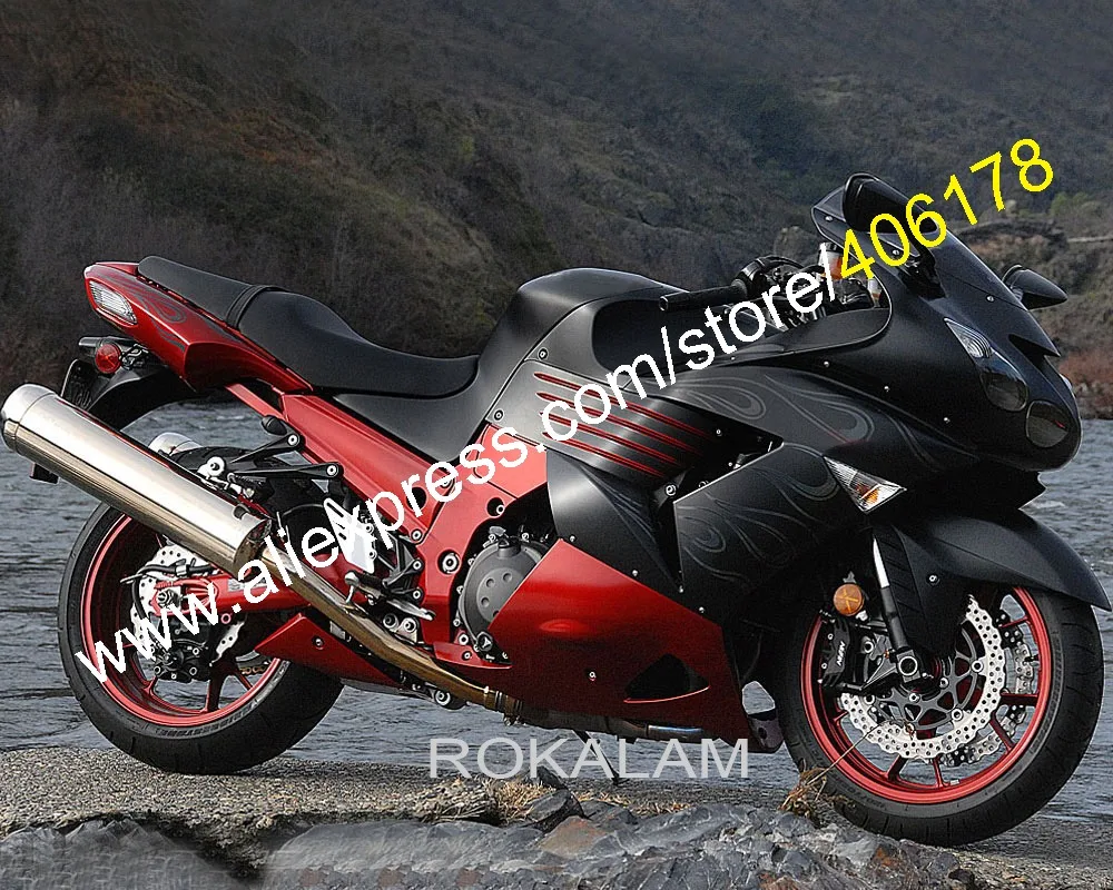 

For Kawasaki Ninja ZZR1400 ZX14 R 06 07 08 09 10 11 ZX-14R ZX 14 R 2006-2011 Flames Fairing Kit (Injection Molding)