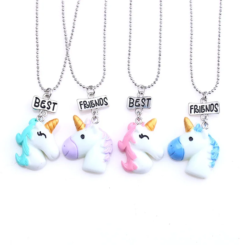 

2021 Best Selling Animal Horse Unicorn Pendant Necklace Colorful Best Friend Necklace Gift For Children Kids Children's Day Gift