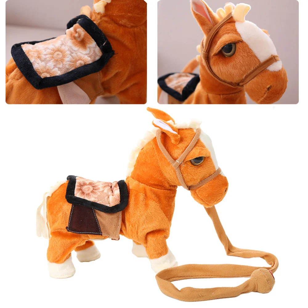 1 шт. электрическая лошадь плюшевая игрушка музыкальная танцевальная мягкая в