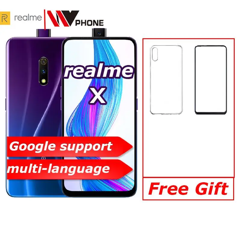 Realme x 4G LTE 4 Гб 64 Гб Восьмиядерный процессор Snapdragon 710 экран 6,53 дюйма 3765 мАч двойная задняя камера Сотовый телефон