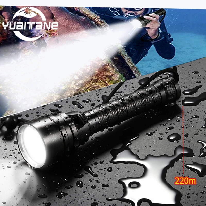 

Powerful Diving Flashlight T6/L2 Scuba Dive Torch DEEP Underwater Waterproof 50W Led Flashlights Lantern light by 18650 Battery