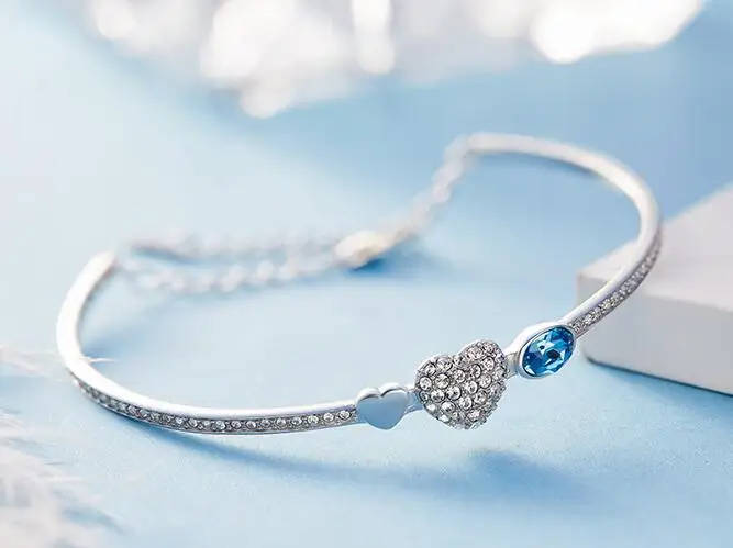 

Браслет YGU11 из серебра 925 пробы с цирконами для девочек, Круглый браслет с кристаллами, подарок для девочек на день рождения