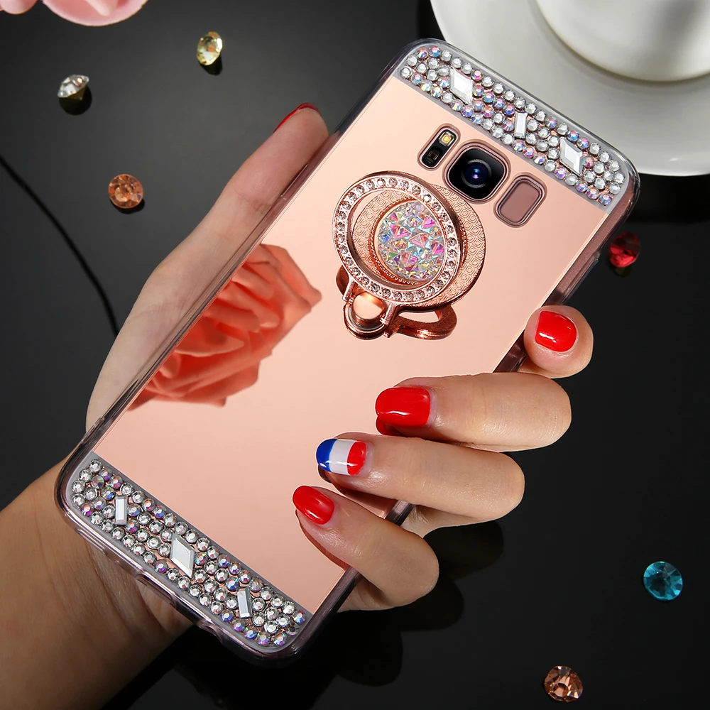 Чехол KISSCASE со стразами для Samsung Galaxy A3 A5 A7 J3 J5 J7 2016 2017 зеркальный чехол S8 Plus S7 S6