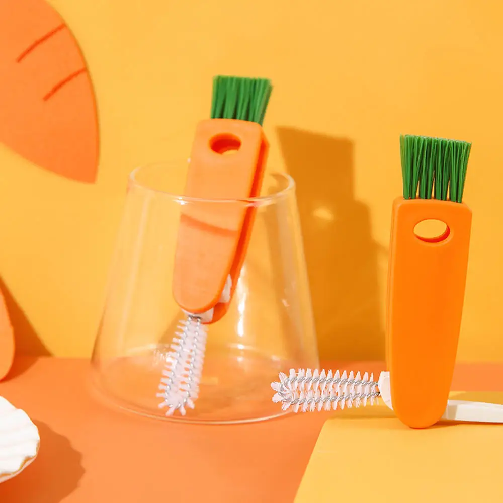 

3 In 1 Bottle Cap Brush Milk Bottle Brush Cup Cover Cleaning Brush Portable Multifunctional Lunch Box Groove Cleaning Brush