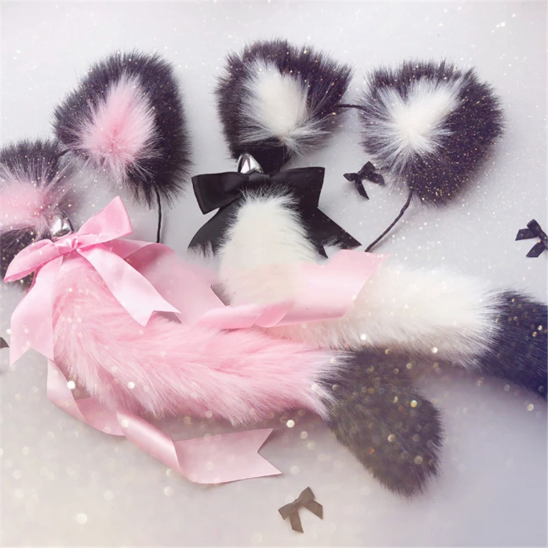 New Neko Cat ears Headbands with Fox Tail Bow Metal Butt Anal Plug Erotic Cosplay Accessories Adult Sex Toys for Couples | Красота и