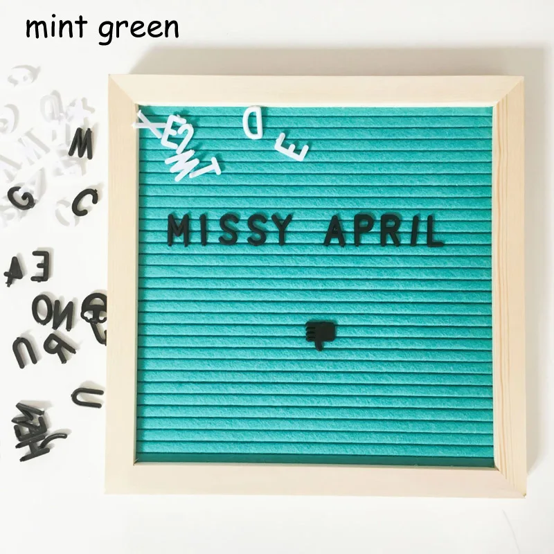 mint green Декоративные доски, сменные Символьные цифры, деревянная рамка, офисные персонажи, доски для сообщений, войлочная доска с буквами, домашний декор - Цвет: mint green
