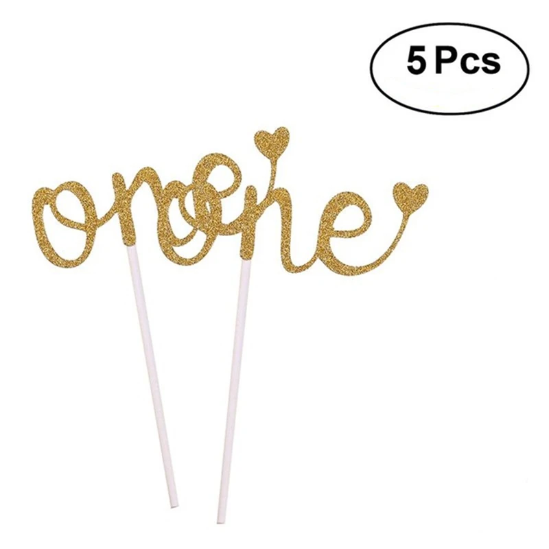 5 шт. Золотой Топпер для кексов декоративный знак ребенка 1tj украшение торта на