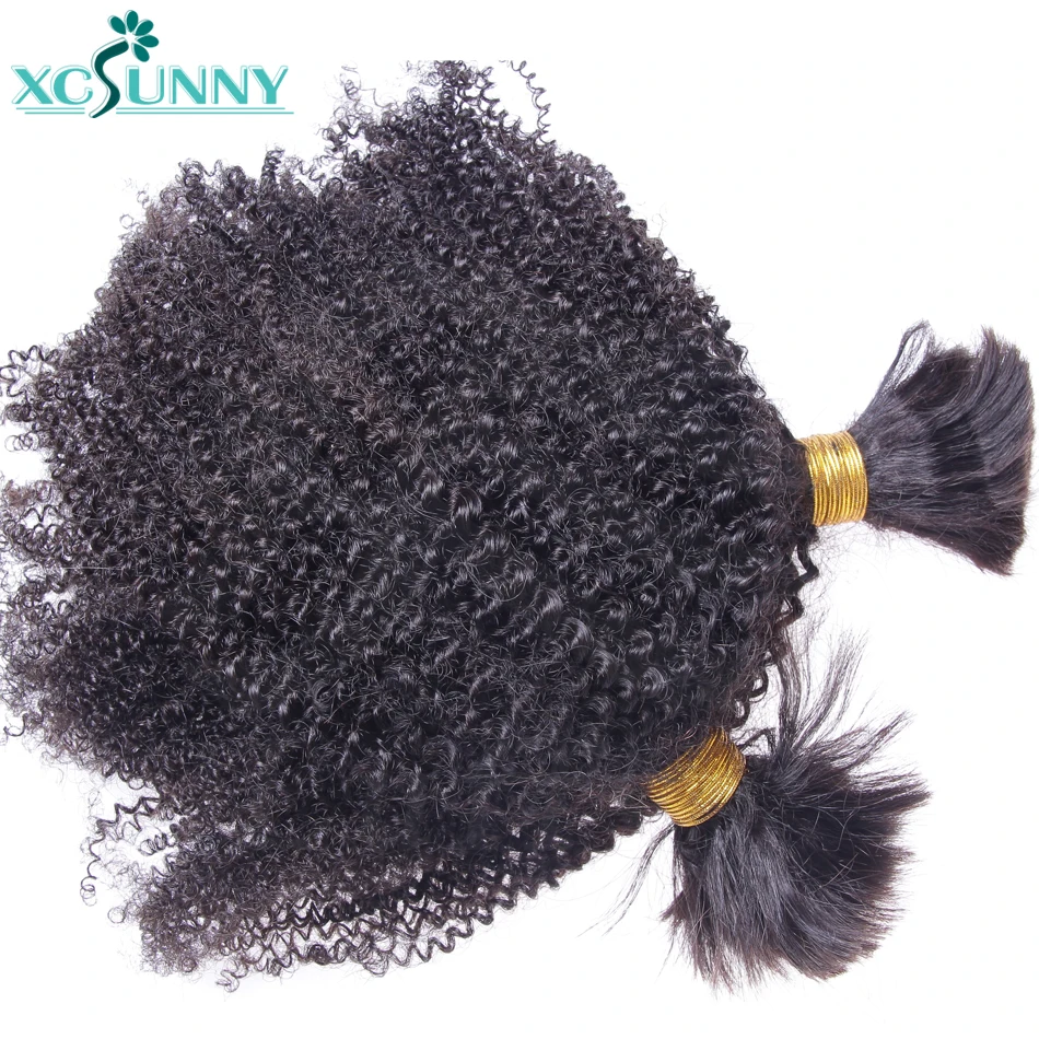 Afro Kinky Bulk Human Hair For Braiding No Weft Remy Brazilian Kinky Curly Hair Bundles Extension 2/3/4Pcs A Lot xcsunny