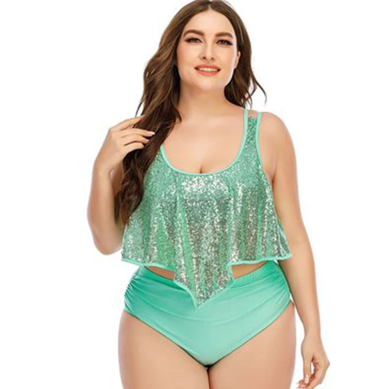 2021 летнее платье размера плюс Двойка для женщин комплект бикини с узором из