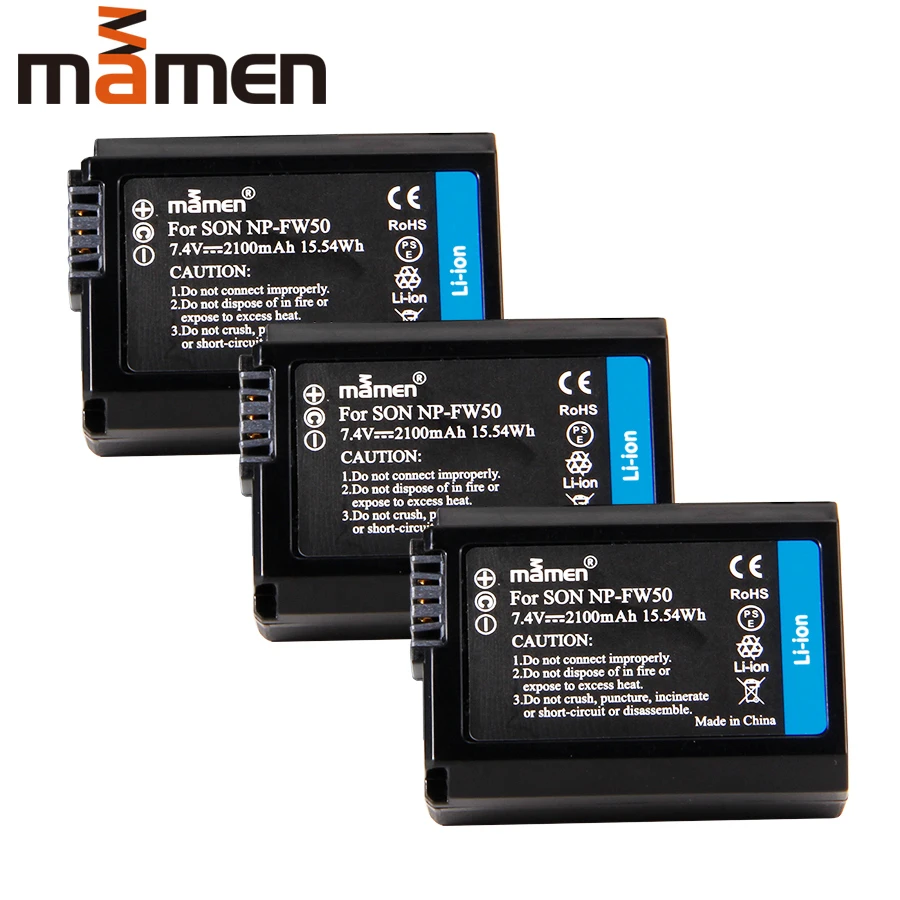 Mamen 3 шт. NP-FW50 NPFW50 NP FW50 Аккумулятор для цифровой камеры для sony A5000 A5100 A6000 A6100 1130 мАч аккумуляторные батареи