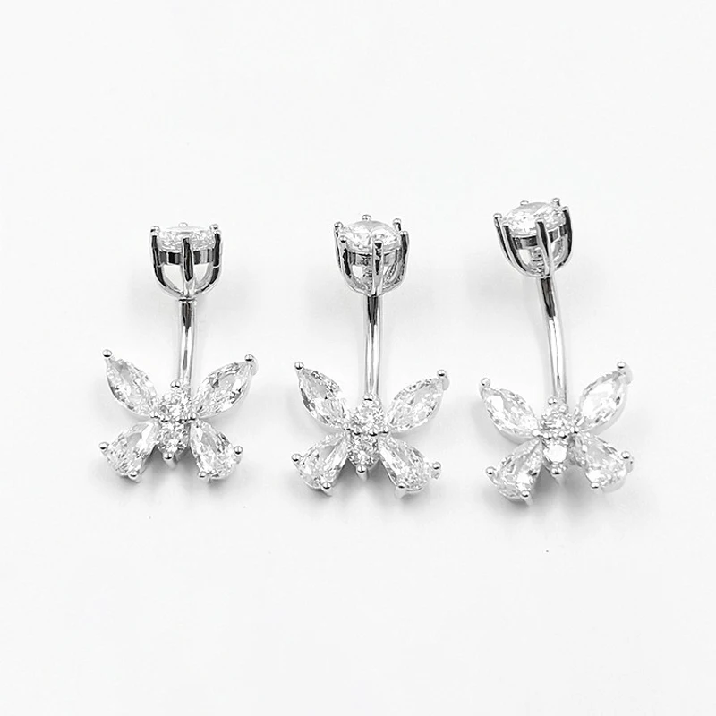 Серебряные кольца для пирсинга пупка с бабочкой 925 пробы украшение тела женщин