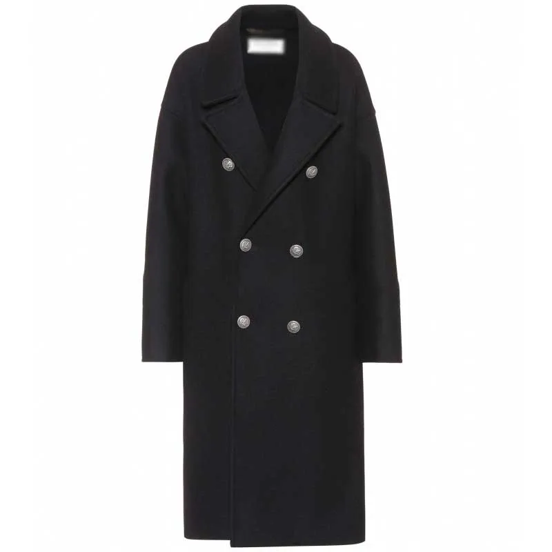 

Coat Female 2019 Autumn Winter Women Simple Oversize Double breasted Pocket Wool Long Coat Solid Female Outerwear Cashmere Coat