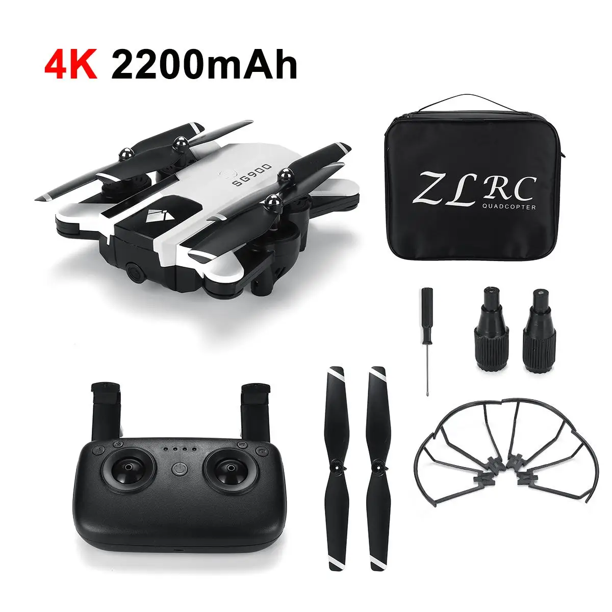 white 2200mAh bag SG900 FPV камера Дрон 4K камера оптический поток селфи Дрон складной Wifi Квадрокоптер вертолет Дрон дроны профессиональный - Цвет: white 2200mAh bag
