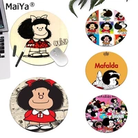 maiya arrivals top quality mafalda girl gamer play mats round gaming mousepad anti slip laptop pc mice pad mat gaming mousepad