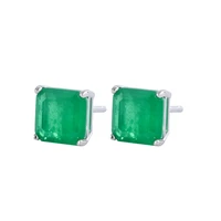 real 925 sterling silver square earrings for women vintage emerald paraiba tourmaline 77mm ear stud fine jewelry
