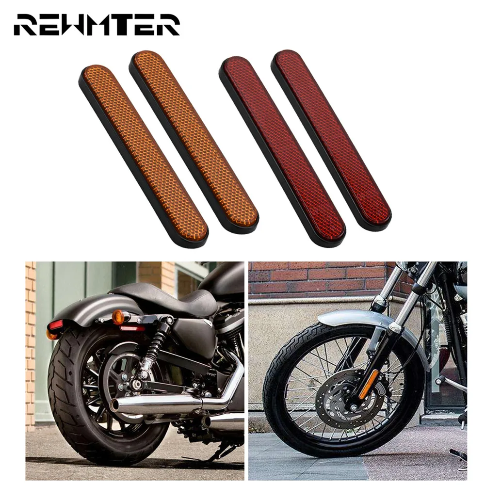 

2X Motorcycle ABS Rear fender Side Reflectors Lower Legs Slider Safety Warning Red/Orange For Harley Sportster 883 Dyna Softail