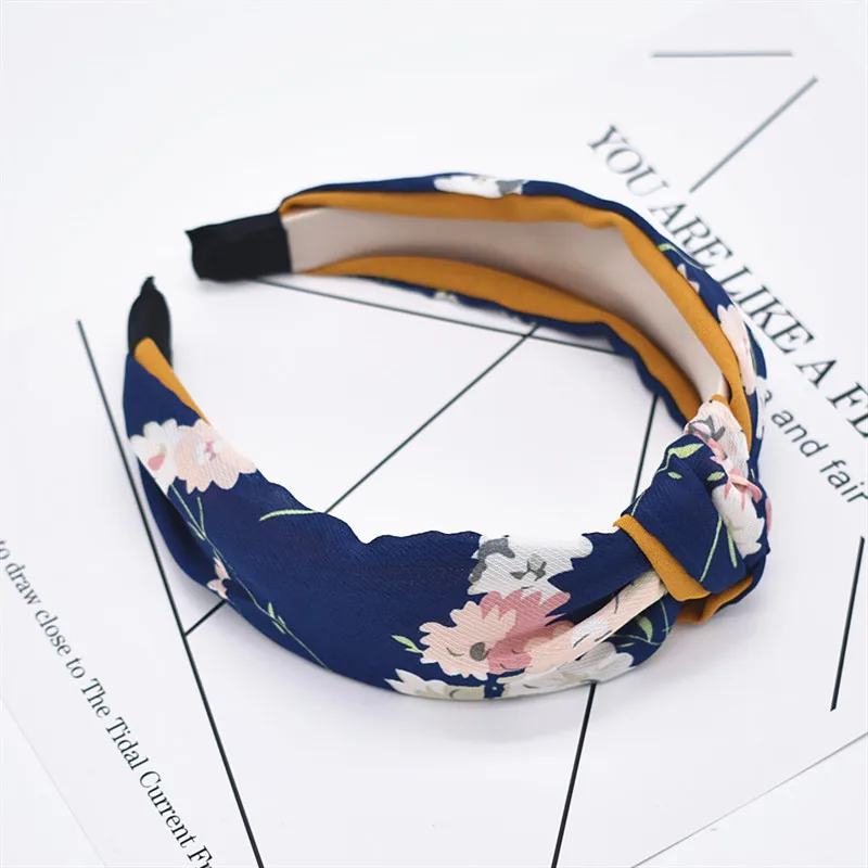 

Женская повязка для волос с узлом посередине из тонкой ткани, повязка на голову с подсолнухом